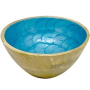 Bowl em Madeira Fish Scale Oval Azul 15 cm