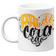 Caneca de Cerâmica Pai de Coração Branca 325 ml Casa Varanda