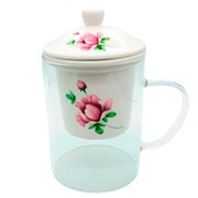 Caneca de Vidro com Infusor Branco 480 ml