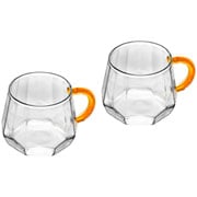 Jogo de canecas de vidro Diamante com alça amarela