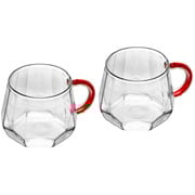 Jogo de canecas de vidro Diamante com alça vermelha