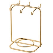 Suporte de Xícaras e Pires de Aço Dourado para Chá