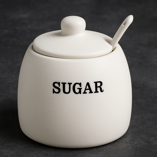 Açucareiro Cerâmica Cremona 380ml com Colher Branco