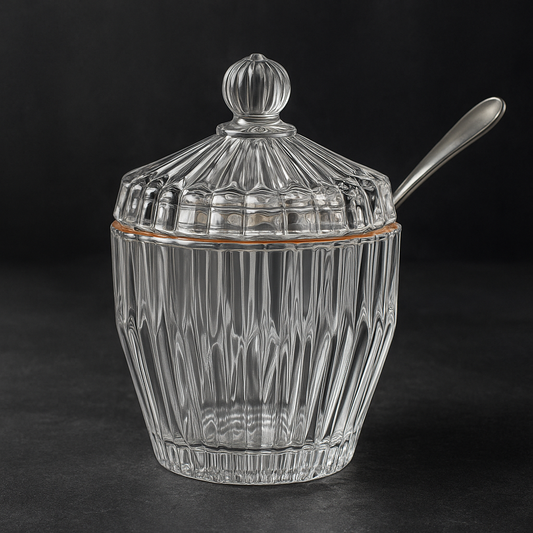 açucareiro de cristal imperatriz fio de ouro 15x07 cm