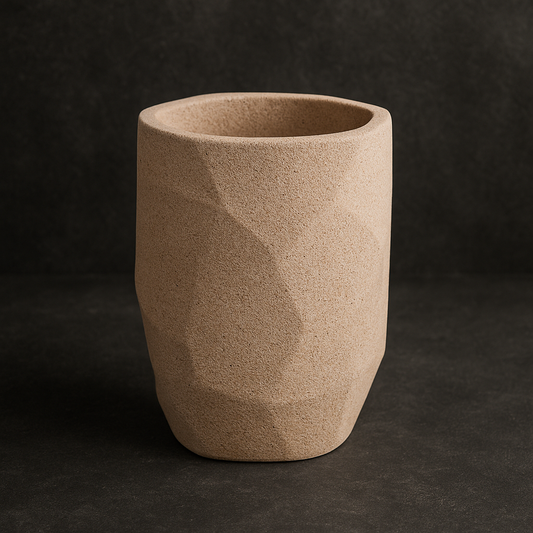 Copo em Cimento Multiuso Geométrico Bege 10x7 cm