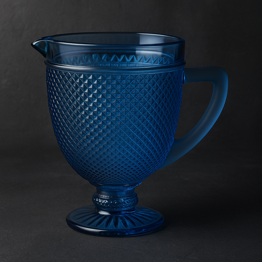 Jarra de Vidro Bico de Jaca Azul 1L