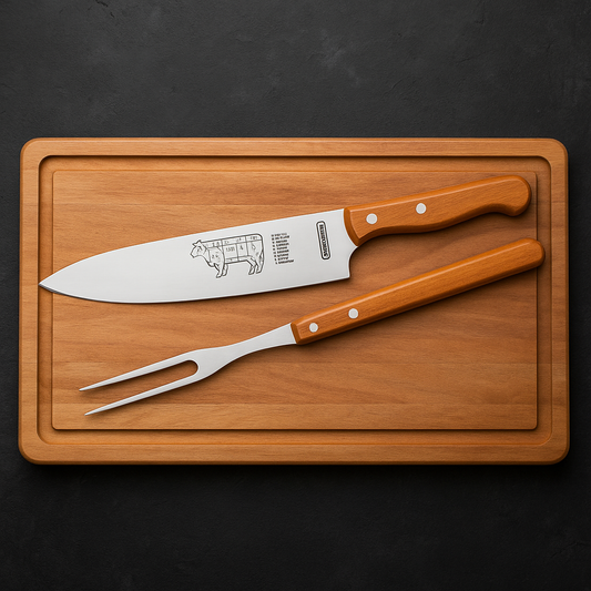 Jogo de Churrasco Inox Natural Wood 03 Peças