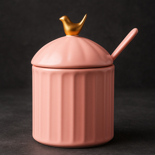 Açucareiro de Cerâmica Colibri Rosa 07x10 cm