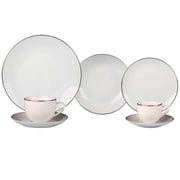 Aparelho de jantar de porcelana branco com filete prata