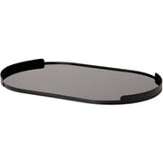Bandeja de Metal Oval com Vidro Preto 60x36 cm