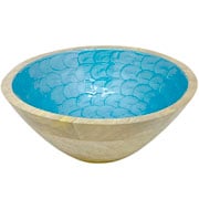 Saladeira Redonda Madeira Azul Fish Scale 25cm