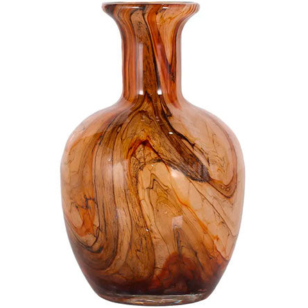 Vaso Murano Bojudo Mesclado Âmbar 20cm